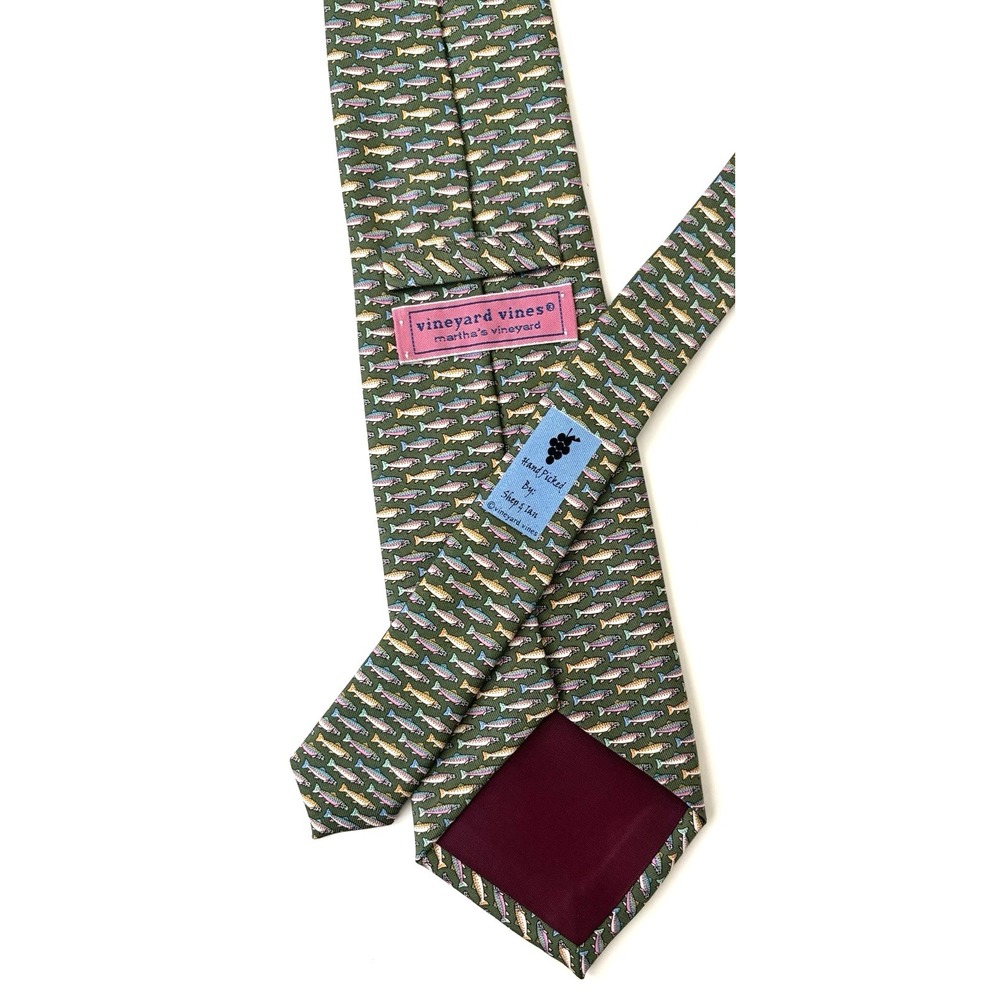 NEW Vineyard Vines Trout Fish Martha's Vineyard Handpicked Silk Tie Shep & Ian - Picture 4 of 7